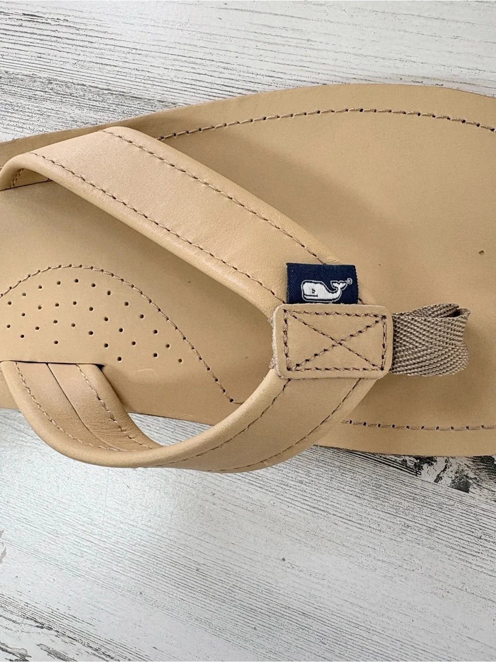 Vineyard Vines Men’s Size 11 Slip On Flip Flop Thong Sandals In Natural Tan